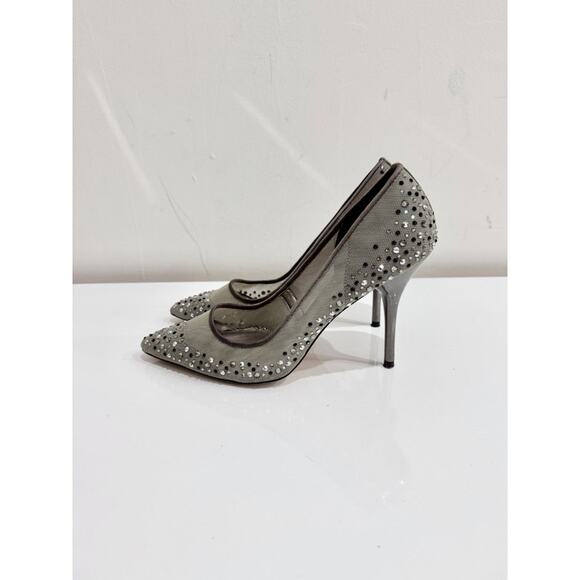 Bourne Samantha Embellished Rhinestone Mesh Pointed Pump Heels Silver Women's 38 - Picture 6 of 8